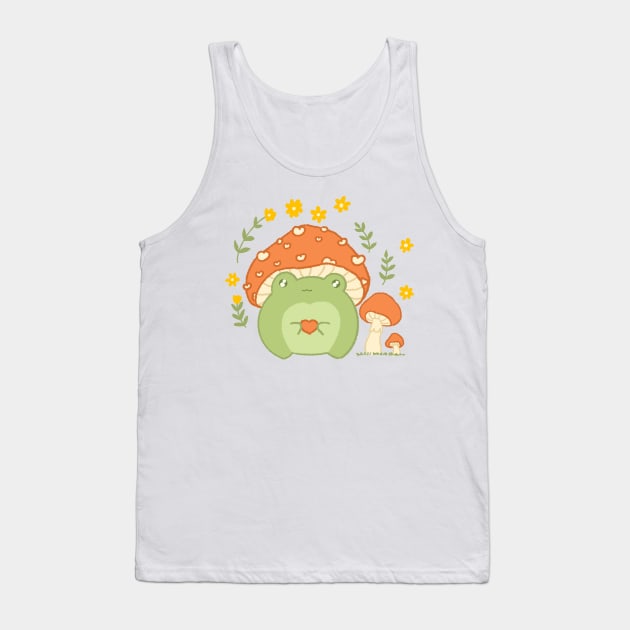 Cute frog wearing mushroom hat 🐸 Tank Top by summerheart